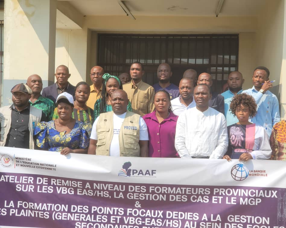 Kasaï Central 1 : des acteurs de l’éducation formés au mécanisme de gestion des plaintes et à la prévention des VBG,EAS,HS en milieu scolaire